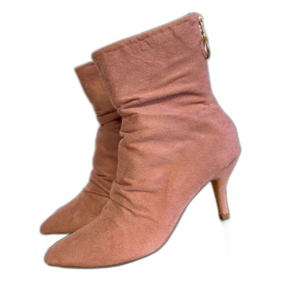Allegra K Dust Pink Slouch Ankle Boots 8 Box & Dust Bags EUC
